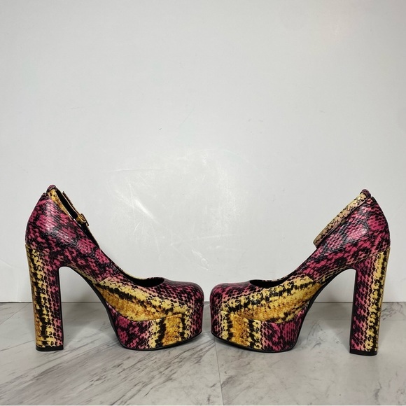 Jeffrey Campbell Okurr Chunky Platform Snakeprint Leather Pump 7 1/2 - Picture 5 of 16
